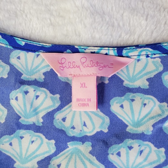 Lilly Pulitzer Renato Dinner Tunic Top Blouse Womens XL Beaded Gypset Seashells - Picture 3 of 9